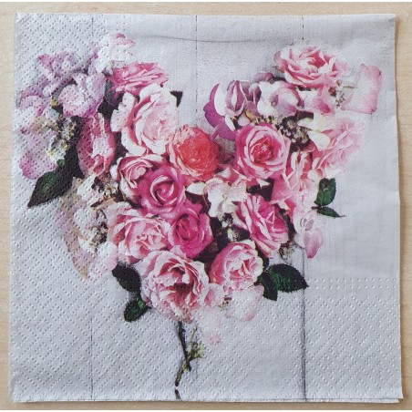 Servietten Rosen Herz weiss