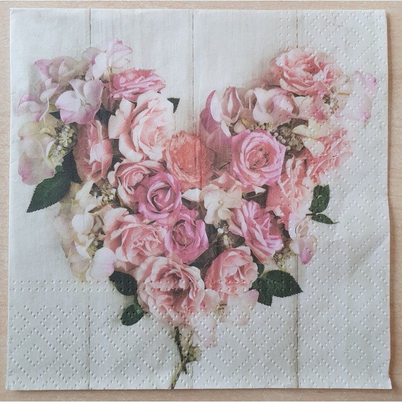 Servietten Rosen Herz creme