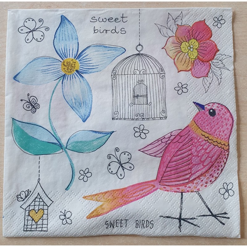 Servietten Vogel/Blume