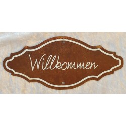 Metall Schild rost Willkommen
