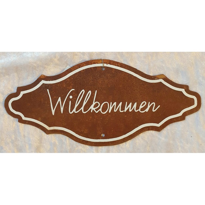 Metall Schild rost Willkommen