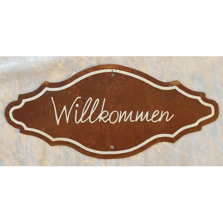 Metall Schild rost Willkommen