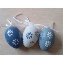 Plastik Ei blau/Blumen