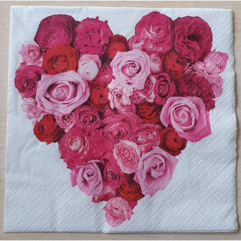 Serviette Rosen Herz