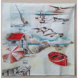 Serviette Möwe/Boot